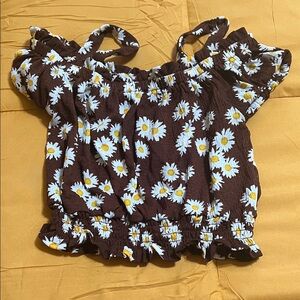 Adorable Floral Brown Crop Top for Kids